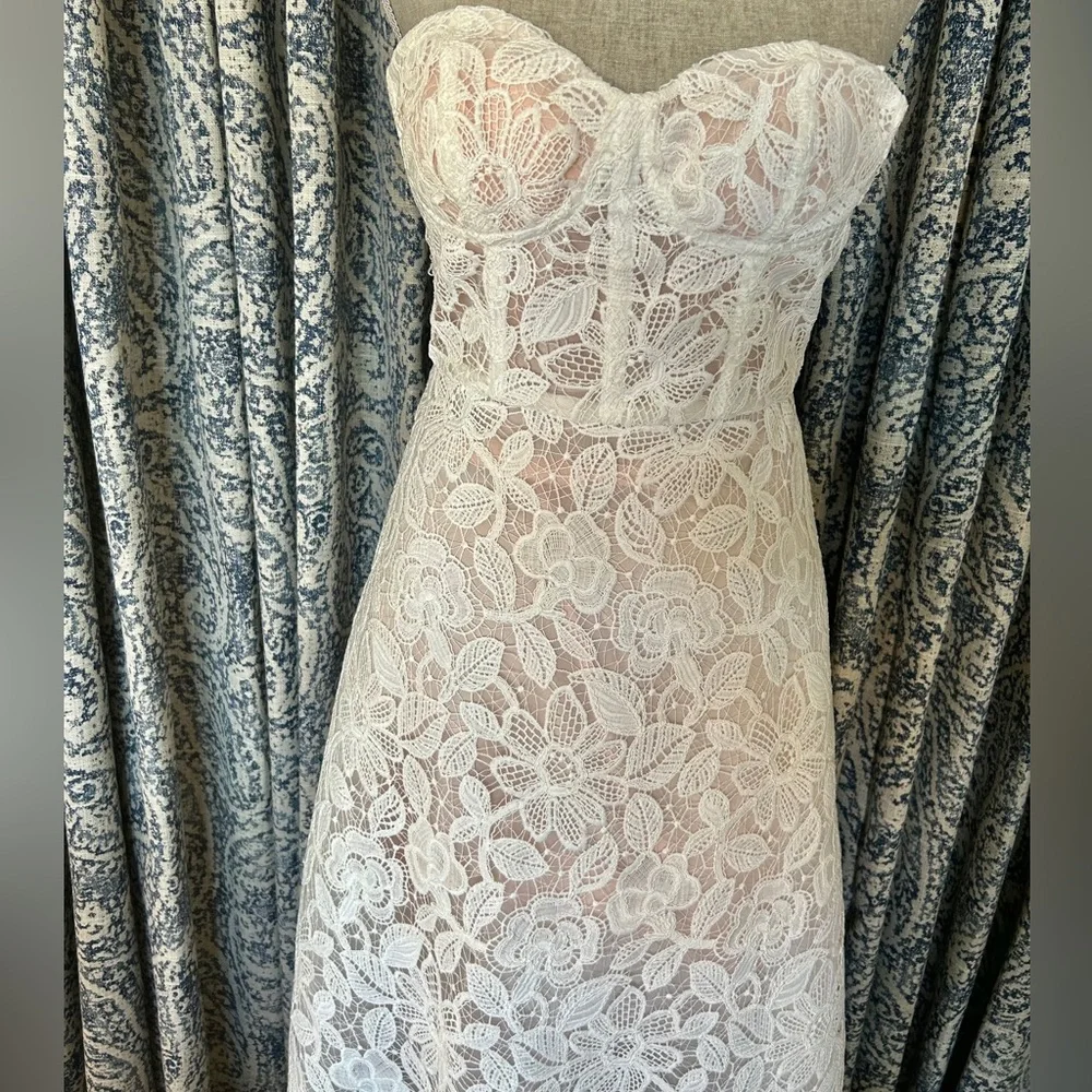ANTHROPOLOGIE BHLDN Sachin & Babi Tate Midi Dress Floral Lace Strapless Size 2 - Picture 9 of 16